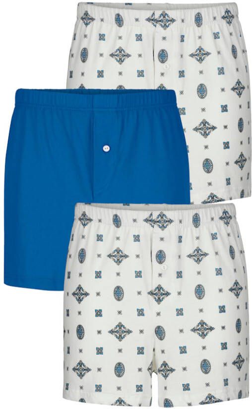 G Gregory Boxershorts per 3 stuks Ecru Blauw
