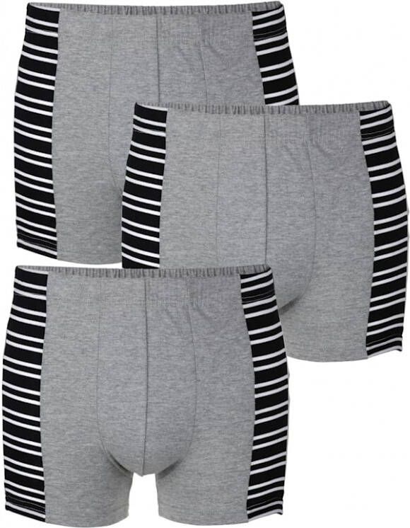G Gregory Boxershorts per 3 stuks met gestreepte inzetten Lichtgrijs