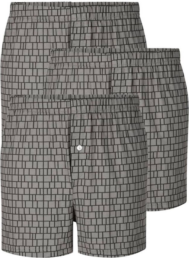 G Gregory Boxershorts per 3 stuks met grafisch dessin 3x steengrijs Zwart