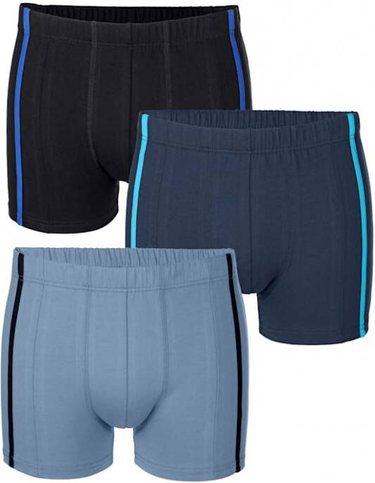 G Gregory Boxershorts per 3 stuks met sierrand 1x marine 1x lichtblauw 1x zwart