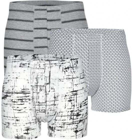 G Gregory Boxershorts per 3 stuks met verschillende patronen Lichtgrijs Wit