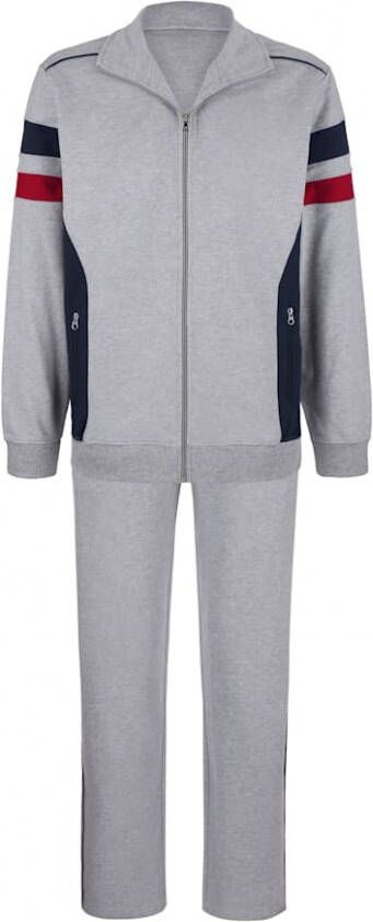 G Gregory Joggingpak 3-delig met contrastkleurige details Grijs Marine Rood
