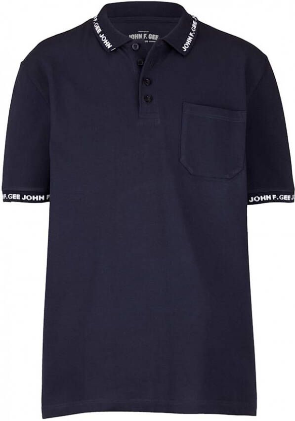 John F. Gee Poloshirt van zuiver katoen Marine Wit