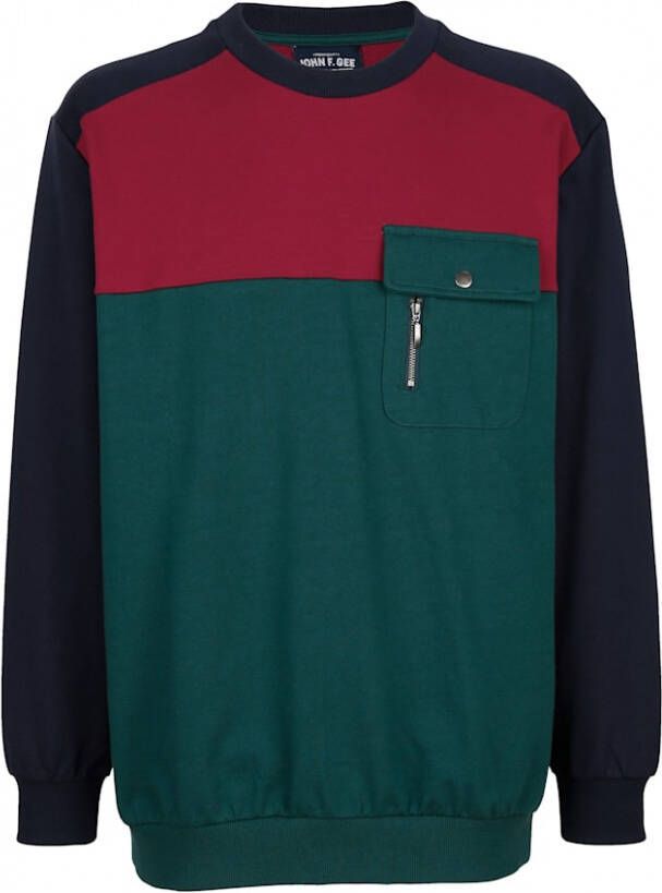 John F. Gee Sweatshirt van zuiver katoen Marine Bordeaux