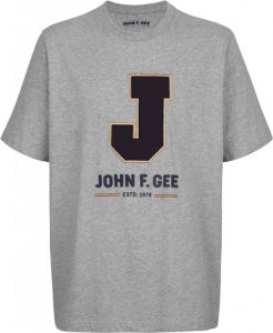 John F. Gee T-shirt met detail van ribcord Grijs