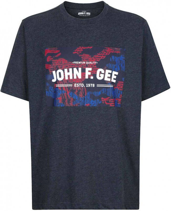John F. Gee T-shirt met print Marine