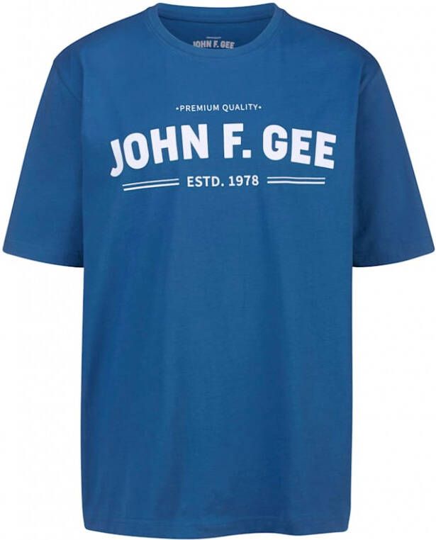 John F. Gee T-shirt van zuiver katoen Blauw