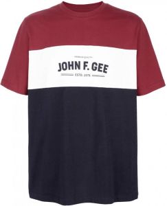 John F. Gee T-shirt van zuiver katoen Marine Bordeaux