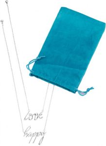 KLiNGEL 2 delige sieradenset met opschrift Zilverkleur