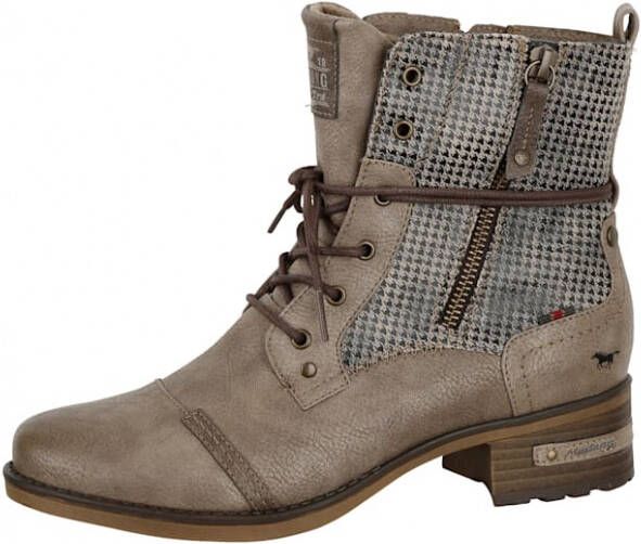 Mustang Veterlaarsje met trendy pied-de-pouledessin Okergeel - Foto 2