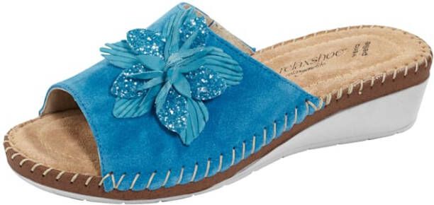 Relaxshoe Muiltje met mooie sierbloem Lichtblauw