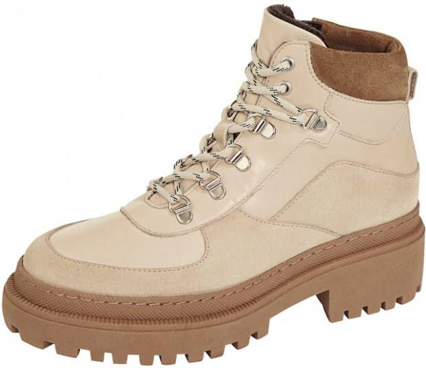 Studio W Hoge veterschoen van een mooie leercombinatie Beige Camel