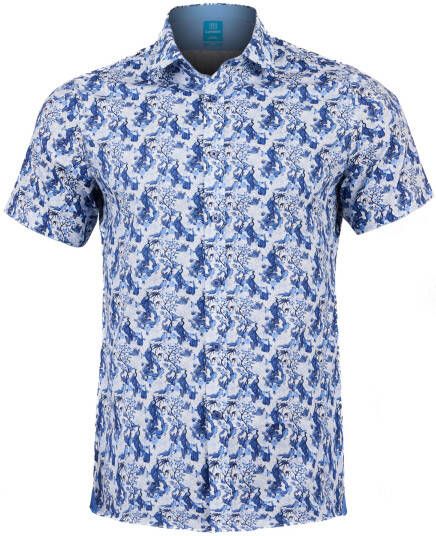Lureaux Azure Bird Garden Short Sleeve Overhemd XL Handgemaakte Nette Schoenen Voor Heren