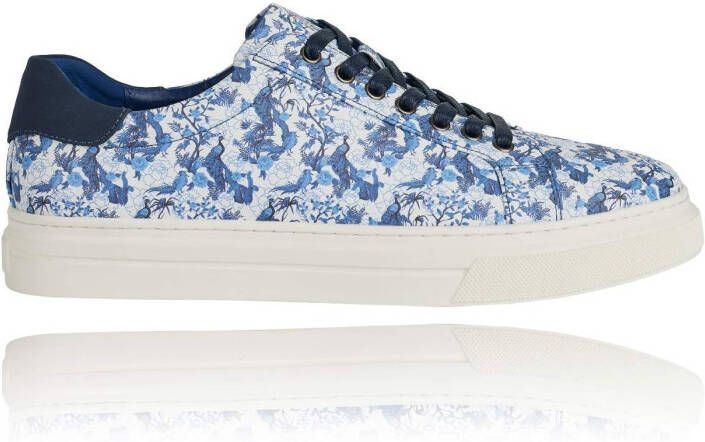 Lureaux Azure Bird Garden Sneakers Handgemaakte Nette Schoenen Voor Heren