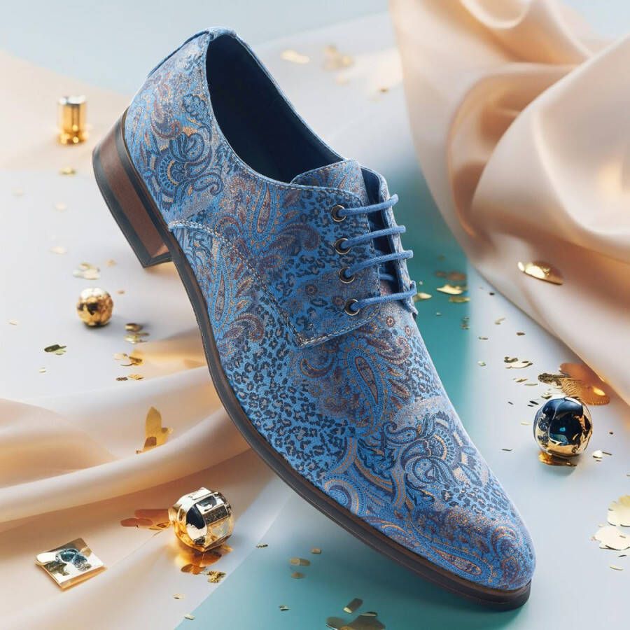 Lureaux Blue Paisley Panther Handgemaakte Nette Schoenen Voor Heren