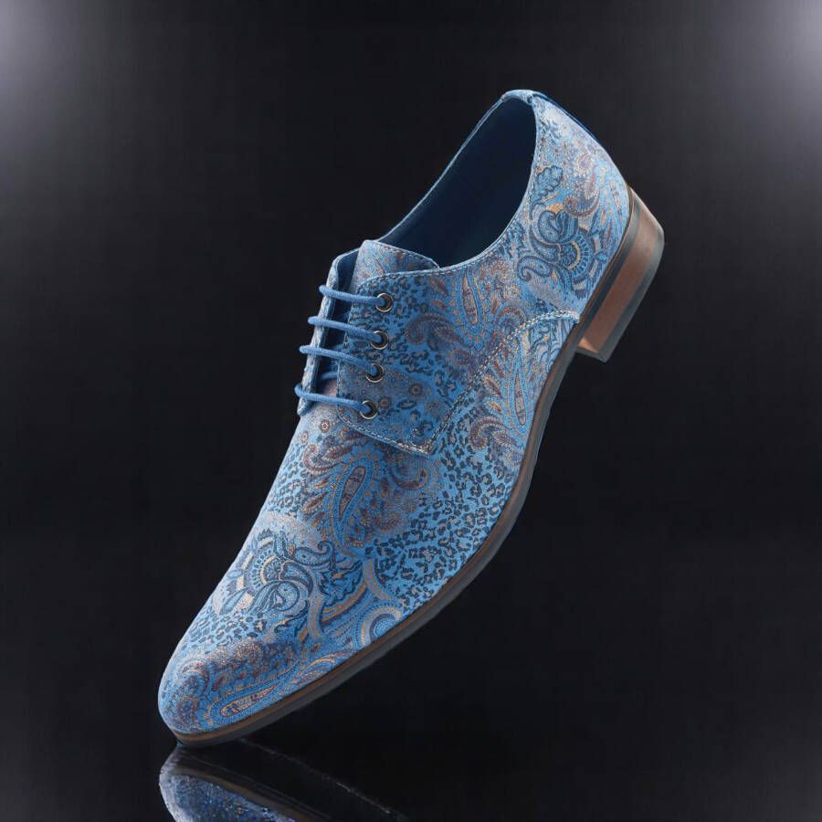 Lureaux Blue Paisley Panther Handgemaakte Nette Schoenen Voor Heren