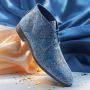 Lureaux Blue Paisley Panther High Kleurrijke Schoenen Voor Heren Veterschoenen Met Print - Thumbnail 2
