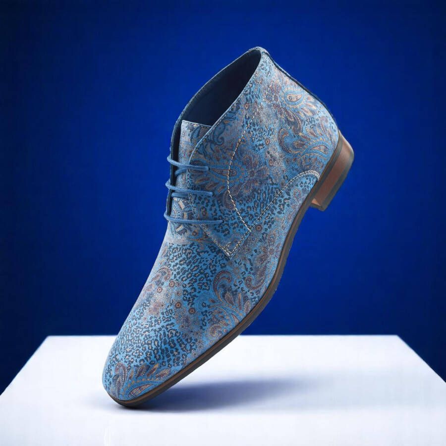 Lureaux Blue Paisley Panther High Handgemaakte Nette Schoenen Voor Heren