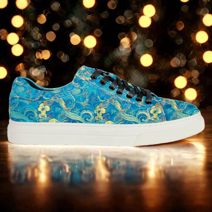 Lureaux Blue Shadow Sneakers Handgemaakte Nette Schoenen Voor Heren