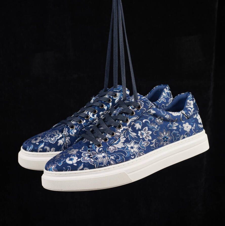 Lureaux Blue Sky Flower Sneaker Handgemaakte Nette Schoenen Voor Heren