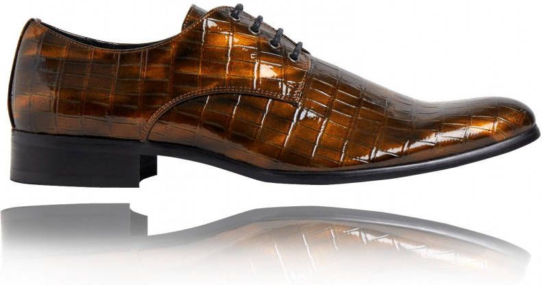 Lureaux Bronzer Croco - Handgemaakte Nette Schoenen Voor Heren - Schoenen.nl