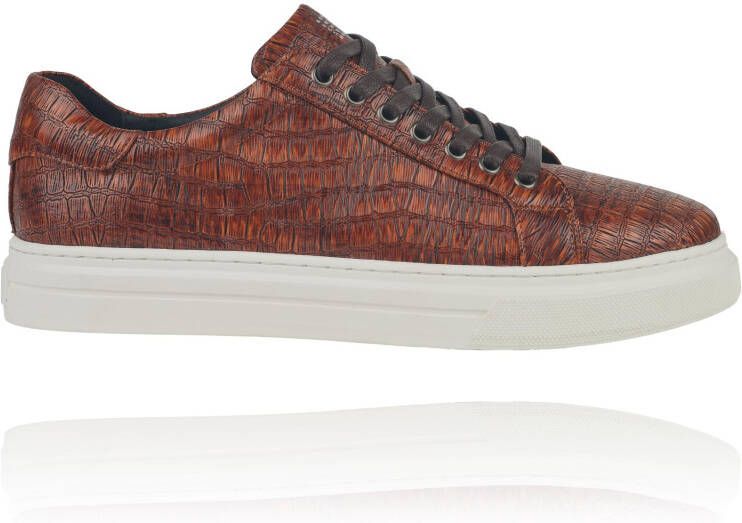 Lureaux Brown Reptile Sneakers Handgemaakte Nette Schoenen Voor Heren