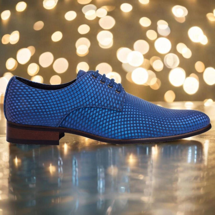 Lureaux Gleaming Blue Handgemaakte Nette Schoenen Voor Heren