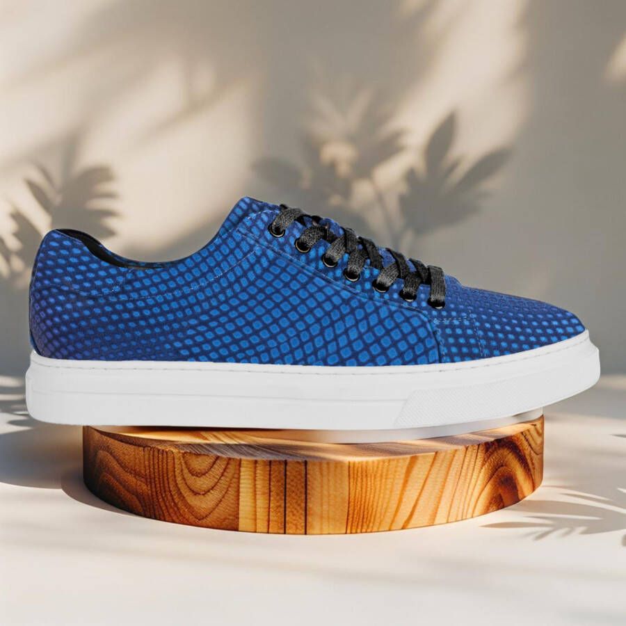 Lureaux Gleaming Blue Sneakers Handgemaakte Nette Schoenen Voor Heren