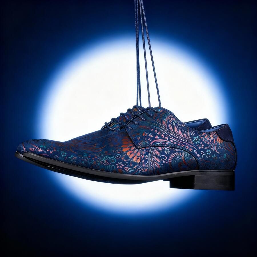 Lureaux Blue Desert Lotus Handgemaakte Nette Schoenen Voor Heren