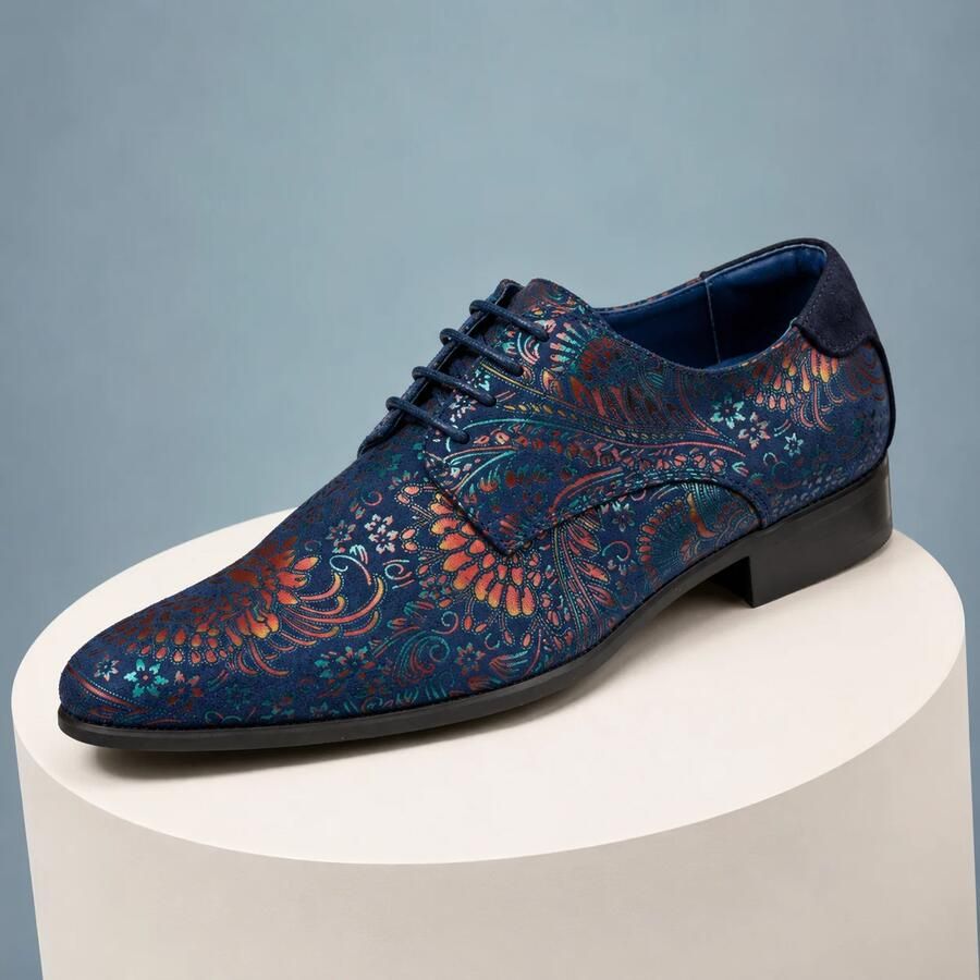 Lureaux Blue Desert Lotus Handgemaakte Nette Schoenen Voor Heren