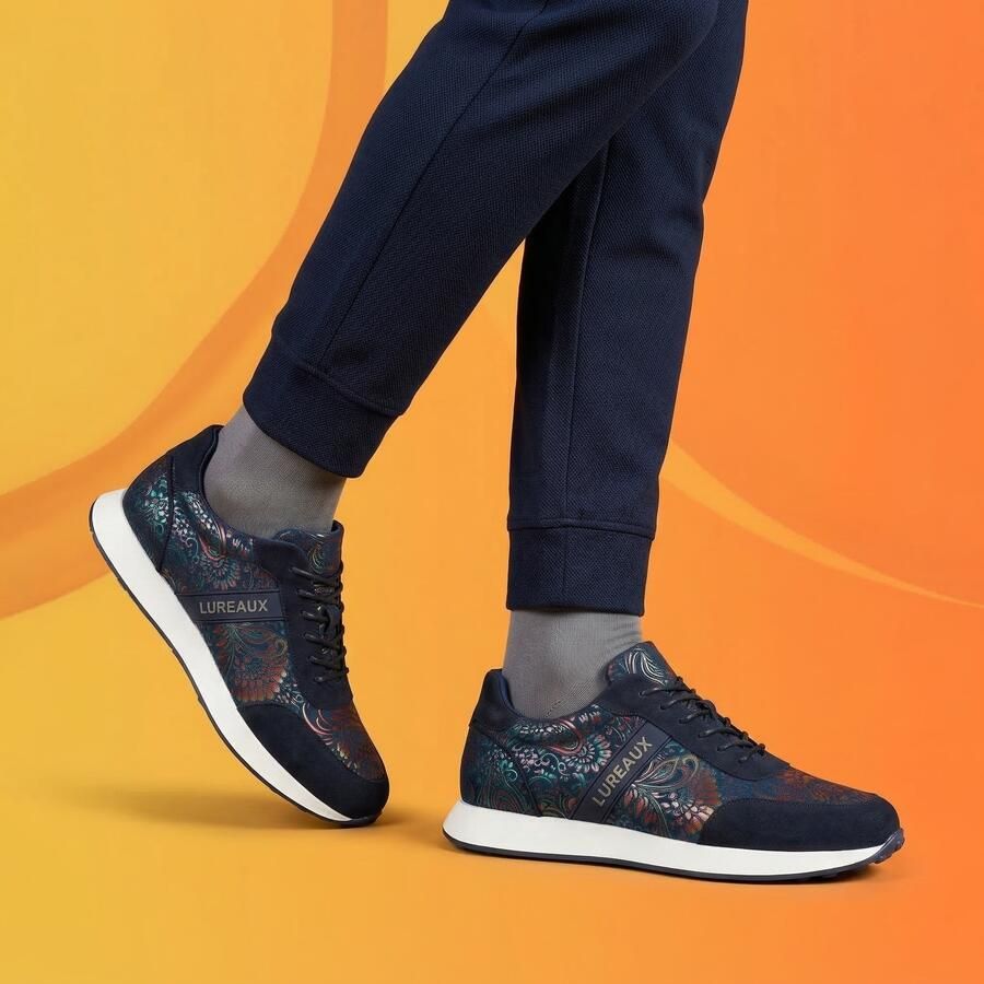 Lureaux Blue Desert Lotus Runners Handgemaakte Nette Schoenen Voor Heren