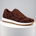 Lureaux Brown Velvet Paisley Runner Handgemaakte Nette Schoenen Voor Heren - Bruin