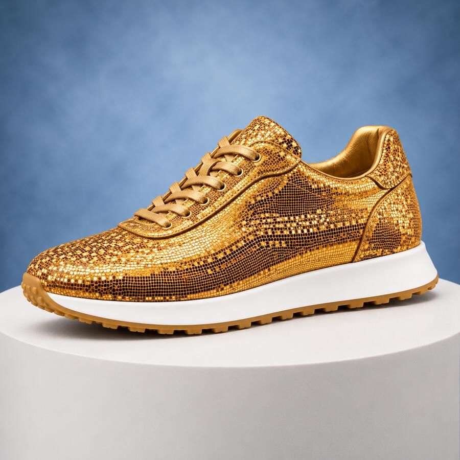 Lureaux Disco Gold Runners MADE-TO-ORDER Handgemaakte Nette Schoenen Voor Heren