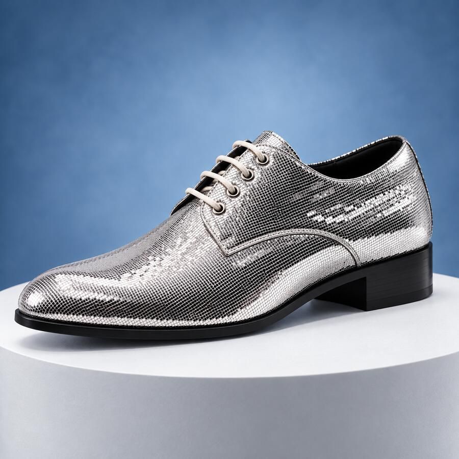 Lureaux Disco Silver MADE-TO-ORDER Handgemaakte Nette Schoenen Voor Heren
