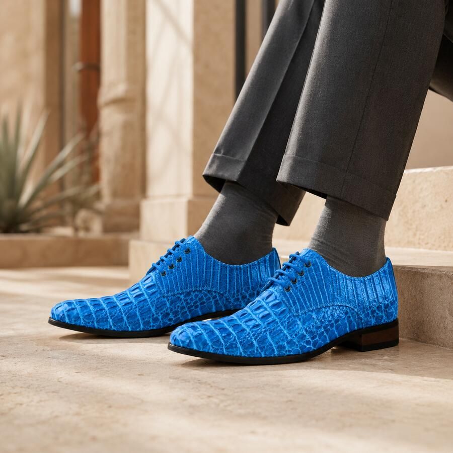Lureaux Iron Scale Blue Handgemaakte Nette Schoenen Voor Heren