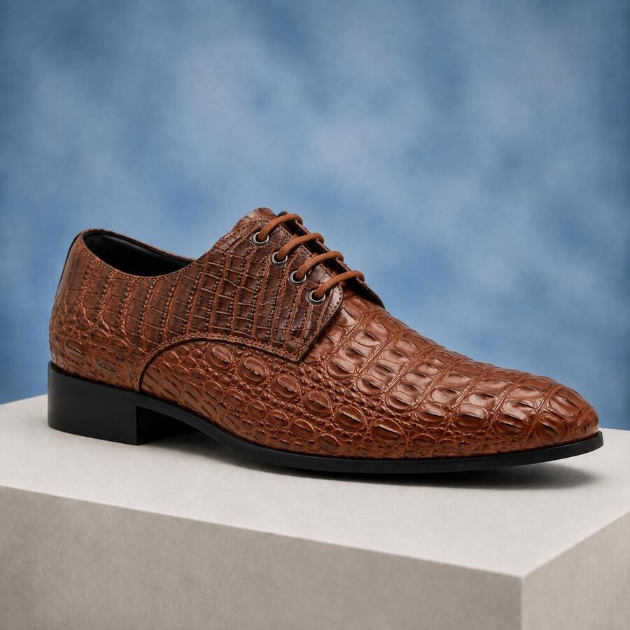 Lureaux Iron Scale Brown Handgemaakte Nette Schoenen Voor Heren