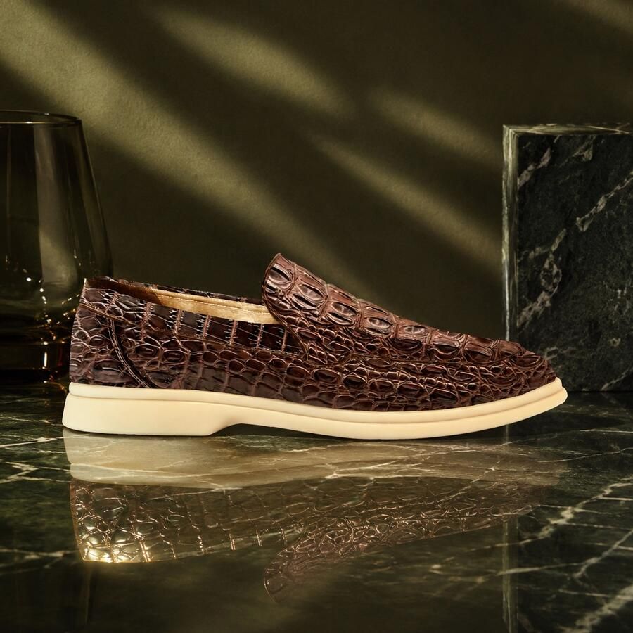 Lureaux Iron Scale Brown Loafer Handgemaakte Nette Schoenen Voor Heren