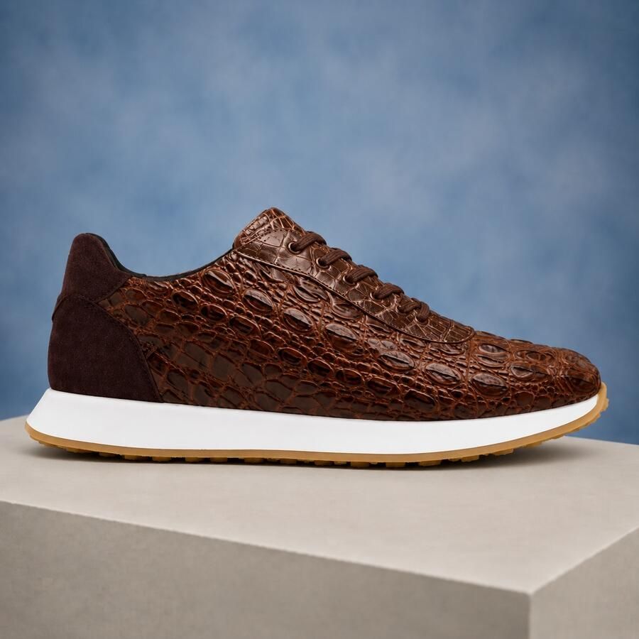 Lureaux Iron Scale Brown Runners Handgemaakte Nette Schoenen Voor Heren