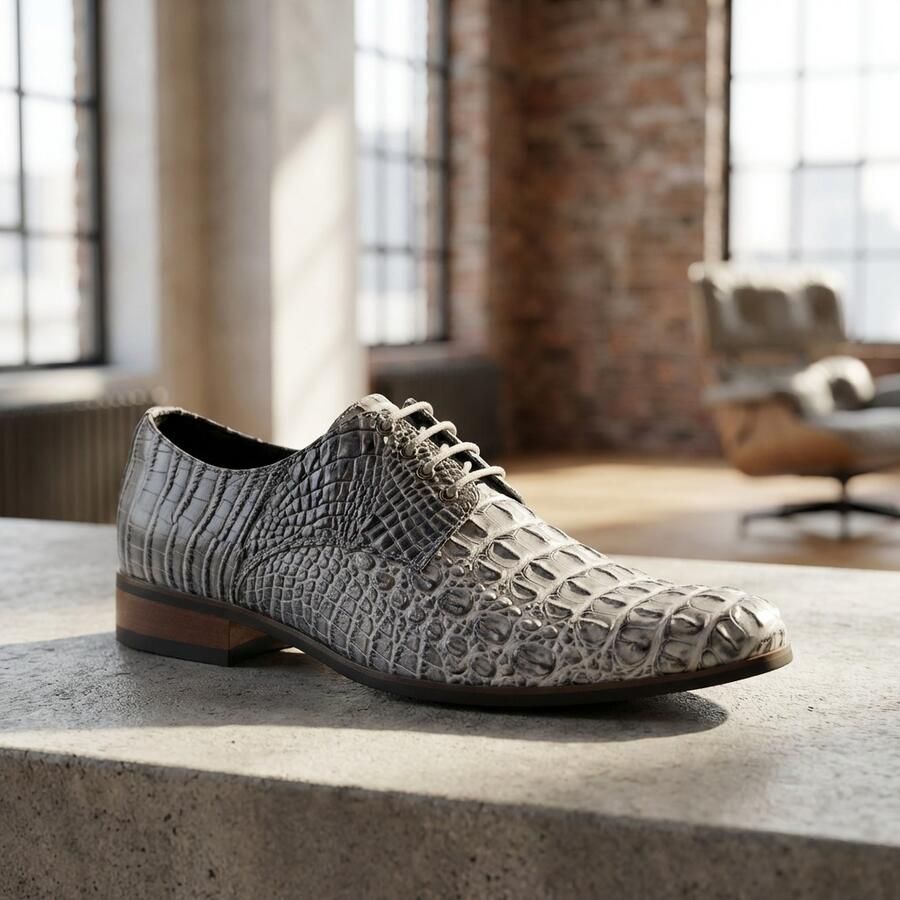 Lureaux Iron Scale Grey Handgemaakte Nette Schoenen Voor Heren