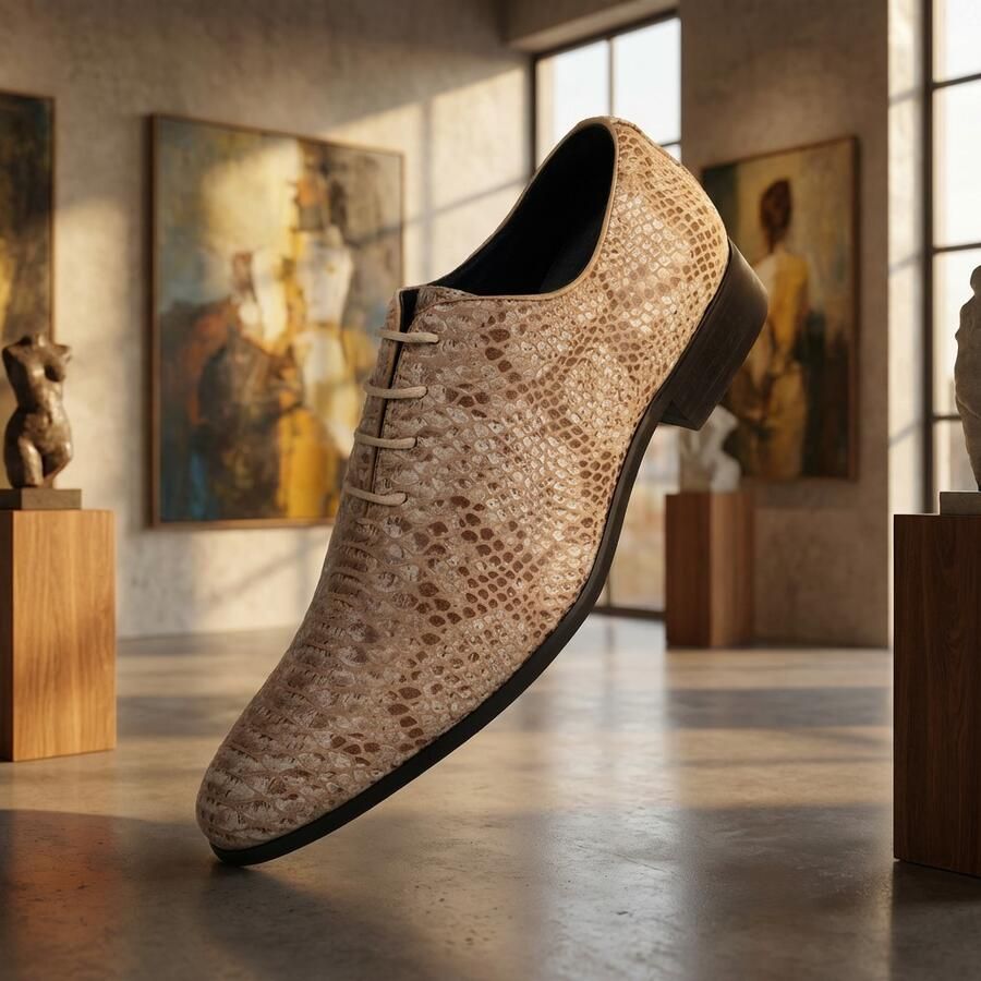 Lureaux Ivory Python Handgemaakte Nette Schoenen Voor Heren