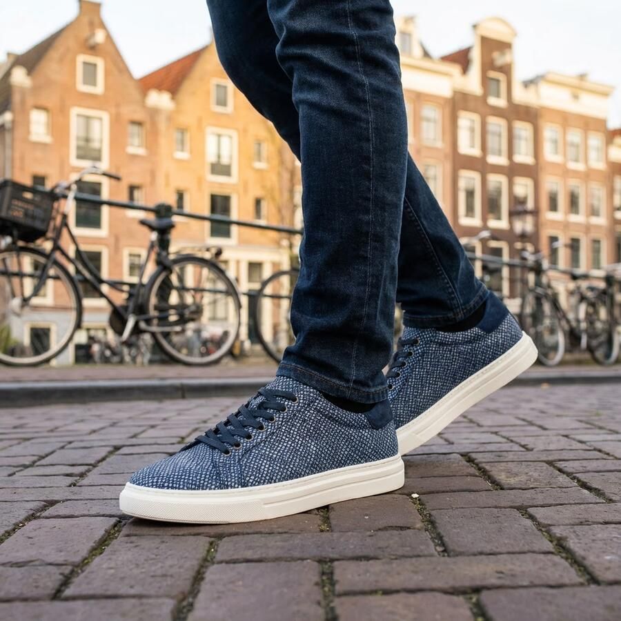 Lureaux Lagoon Grid Sneakers Handgemaakte Nette Schoenen Voor Heren