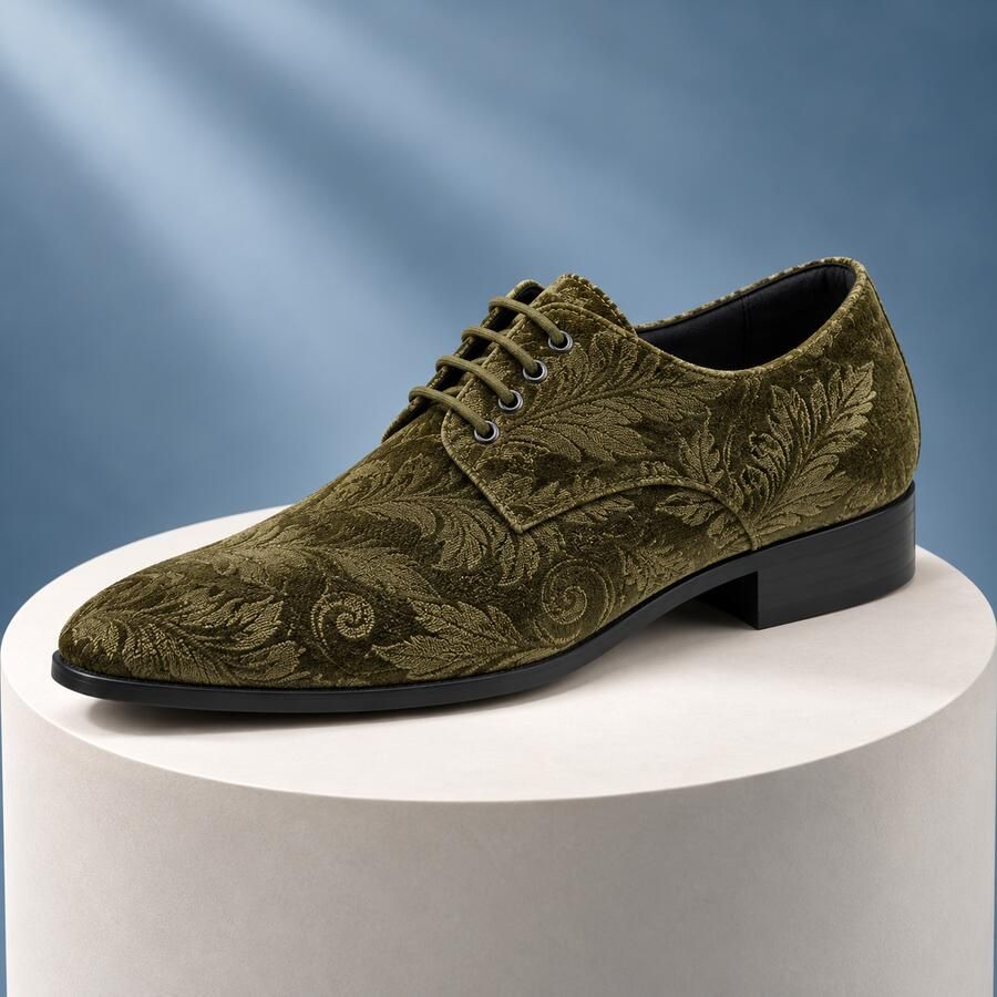 Lureaux Moss Velvet Paisley Handgemaakte Nette Schoenen Voor Heren