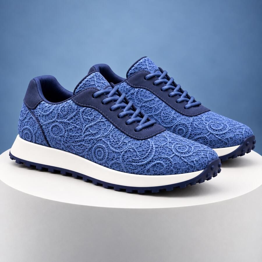 Lureaux Navy Romance Runners MADE-TO-ORDER Handgemaakte Nette Schoenen Voor Heren