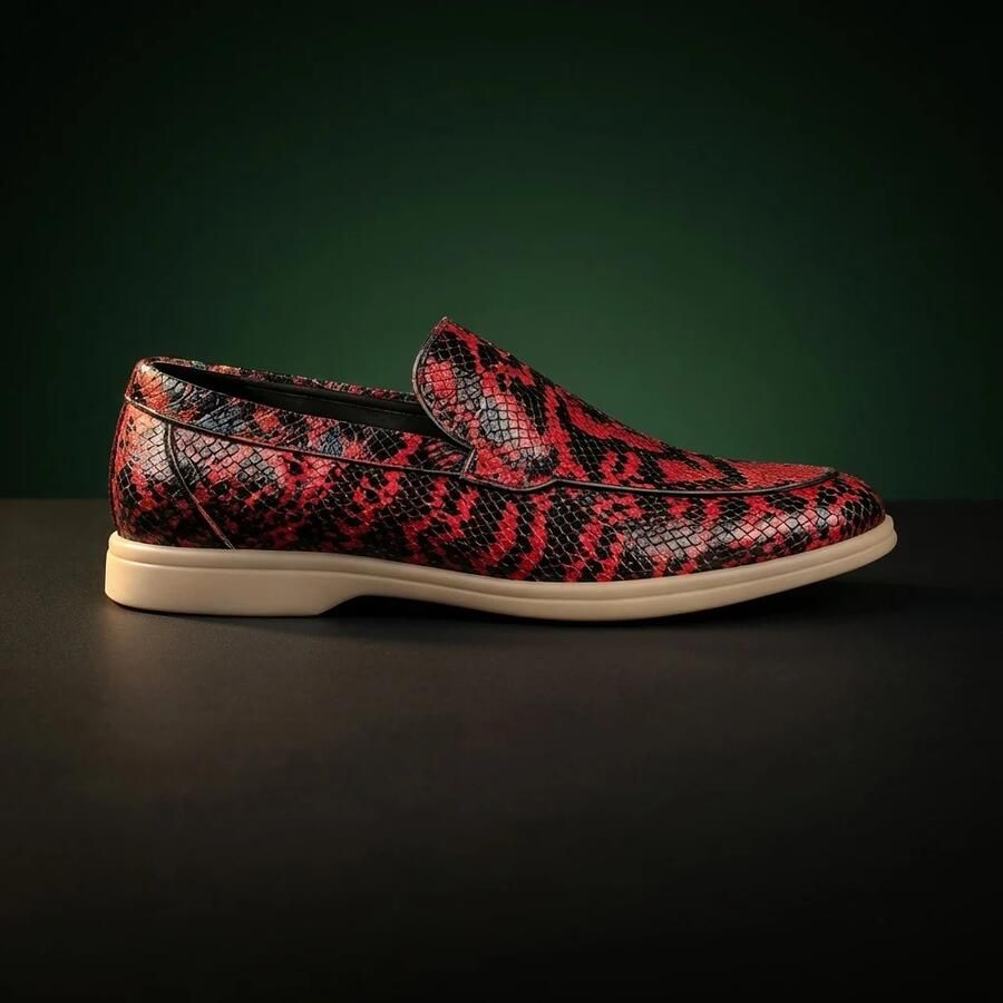 Lureaux Python Flame Loafer Handgemaakte Nette Schoenen Voor Heren
