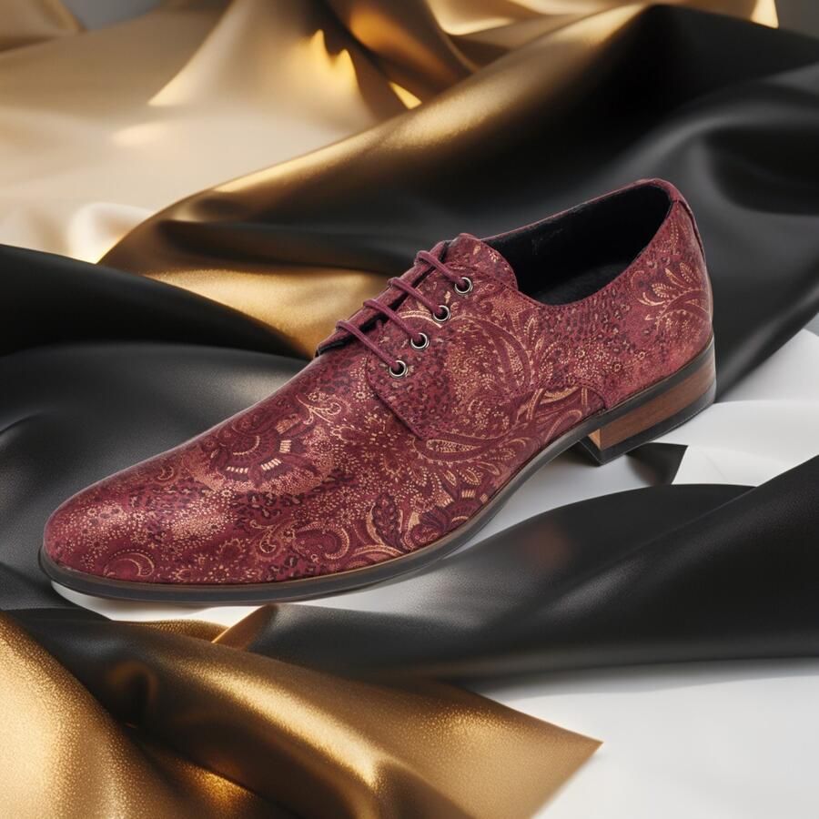 Lureaux Red Paisley Panther Handgemaakte Nette Schoenen Voor Heren