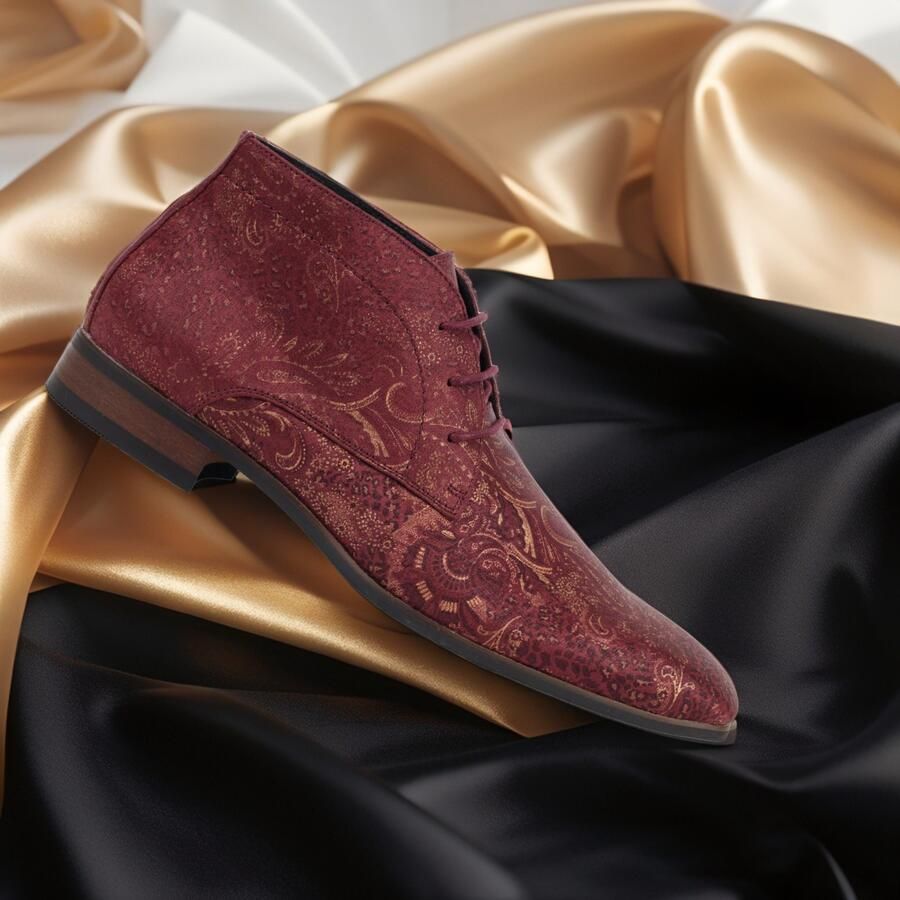 Lureaux Red Paisley Panther High Handgemaakte Nette Schoenen Voor Heren