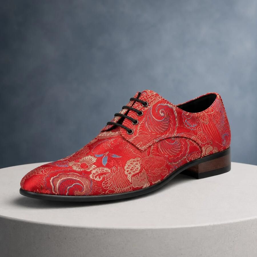 Lureaux Red Shadow Kleurrijke Schoenen Voor Heren Veterschoenen Met Print