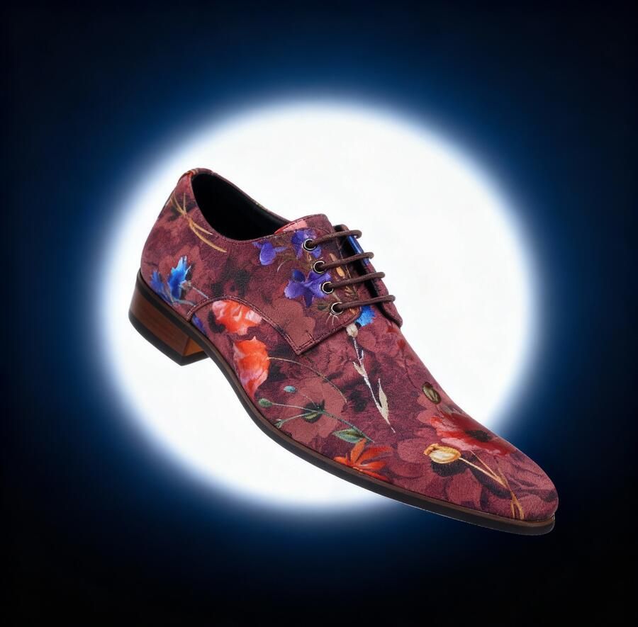 Lureaux Rosso Velour Flora Handgemaakte Nette Schoenen Voor Heren