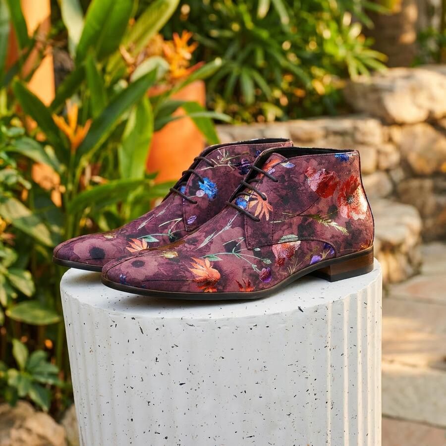 Lureaux Rosso Velour Flora High Handgemaakte Nette Schoenen Voor Heren