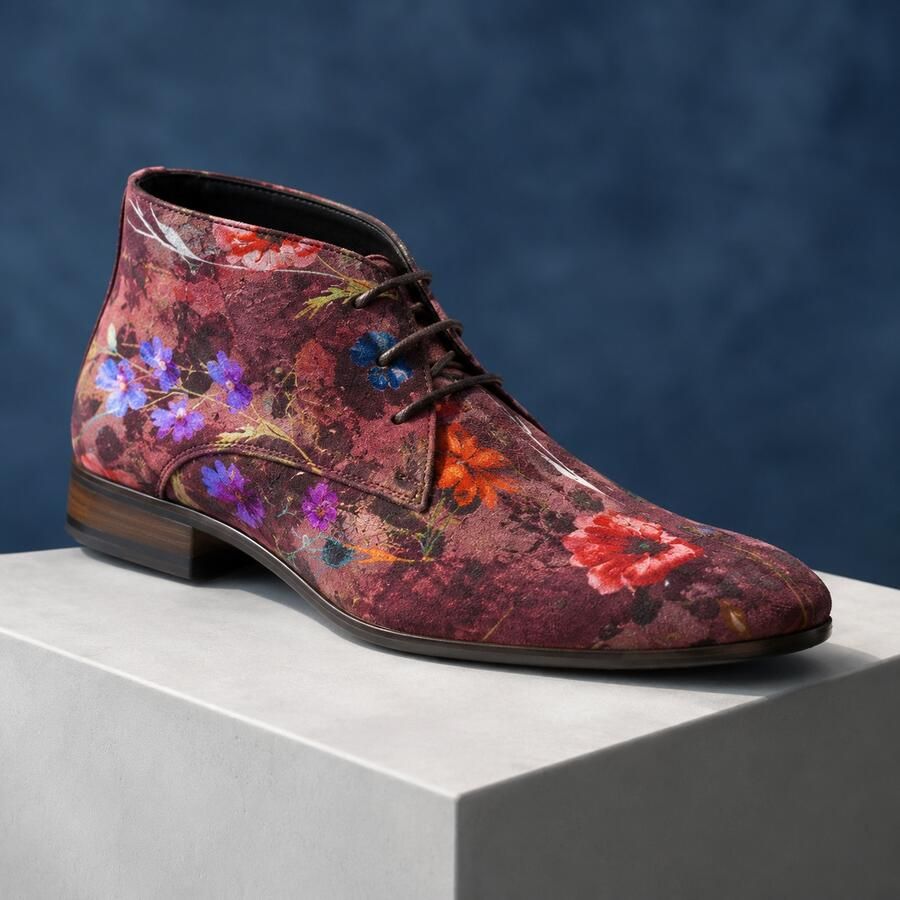 Lureaux Rosso Velour Flora High Handgemaakte Nette Schoenen Voor Heren